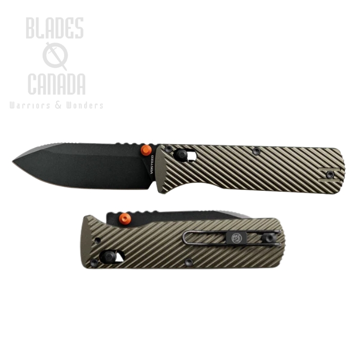 Vosteed Vombat Zulu Crossbar Lock Folding Knife, M390 Black SW, Aluminum Olive Green, A4105