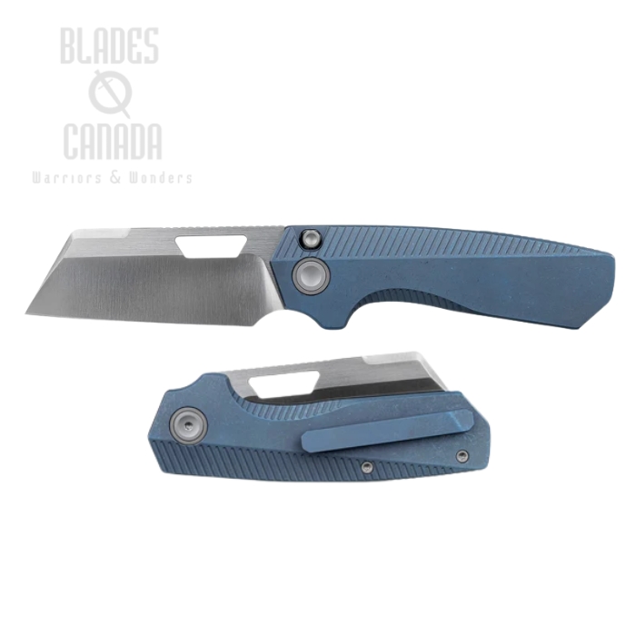 (image for) Vosteed Nip-L Button Liner Lock Folding Knife, Elmax Satin, Titanium Blue, A4202