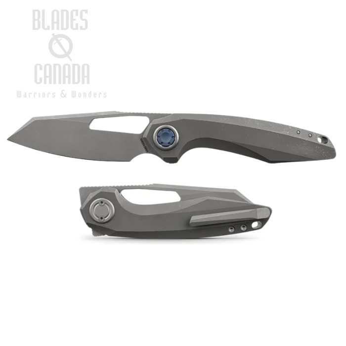 (image for) Vosteed Thunderbeast Vanchor Lock Front Flipper Knife, M390 Acid Wash/Stonewash, Titanium Dim Gray, A4302