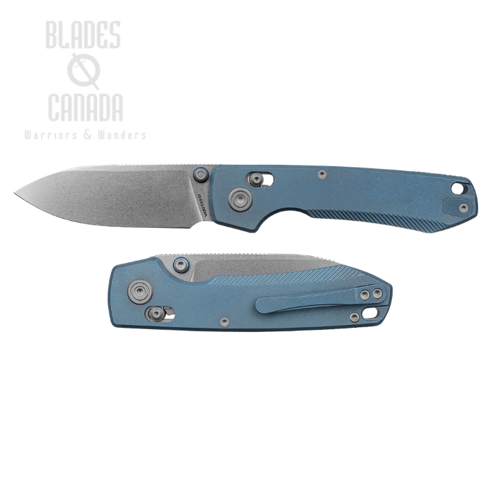 Vosteed Raccoon TiSlim Crossbar Lock Folding Knife, 154CM Stonewash, Titanium Blue, A4502 (image for) Vosteed Raccoon TiSlim Crossbar Lock Folding Knife, 154CM Stonewash, Titanium Blue, A4502