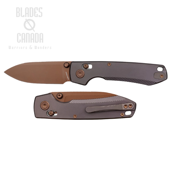 (image for) Vosteed Raccoon TiSlim Crossbar Lock Folding Knife, 154CM Copper Dune, Titanium Dark Reddish Purple, A4503