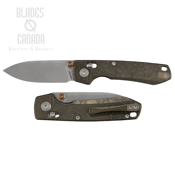 (image for) Vosteed Raccoon TiSlim Crossbar Lock Folding Knife, S35VN Acid Wash & Stonewash, Titanium Acid Wash Copper, A4508