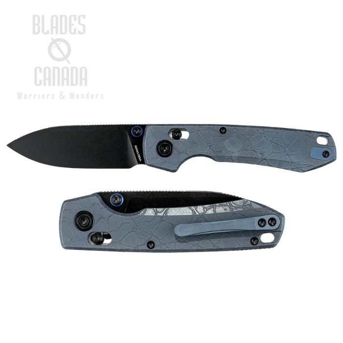 (image for) Vosteed Raccoon TiSlim Crossbar Lock Folding Knife, S35VN Black SW, Titanium Acid Wash Blue, A4510