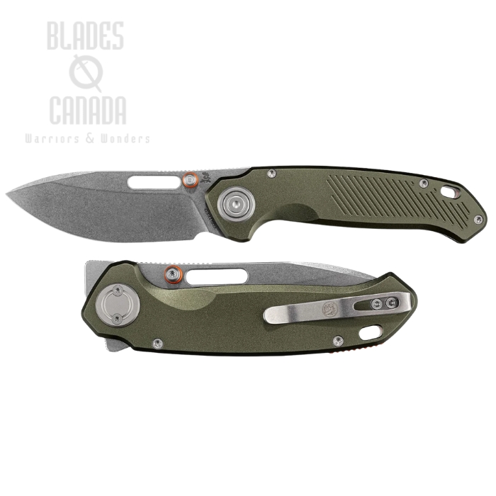 (image for) Vosteed Zander Flipper Vanchor Lock Folding Knife, S35VN Stonewash, Aluminum Olive Green, A4602