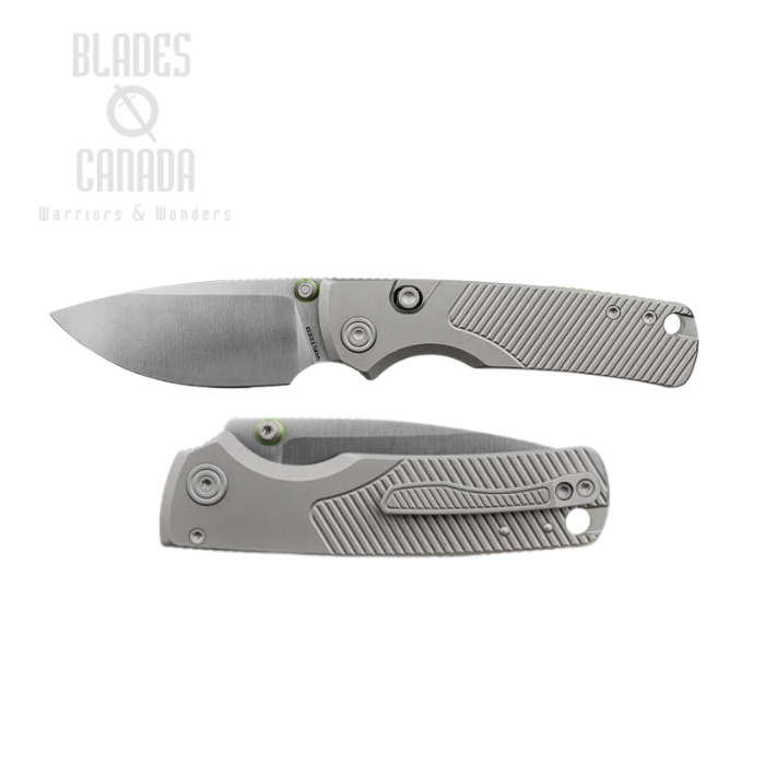 (image for) Vosteed Porcupine TiSlim Button Liner Lock Folding Knife, 154CM Satin, Titanium Gray, A4801