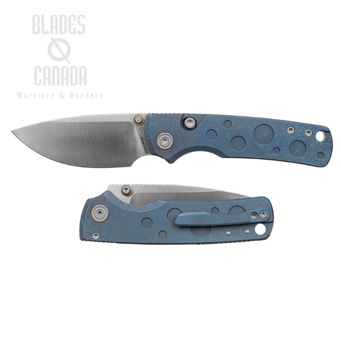 Vosteed Porcupine TiSlim Button Top Liner Lock Folding Knife, S90V Satin, Titanium Blue, A4806 (image for) Vosteed Porcupine TiSlim Button Top Liner Lock Folding Knife, S90V Satin, Titanium Blue, A4806