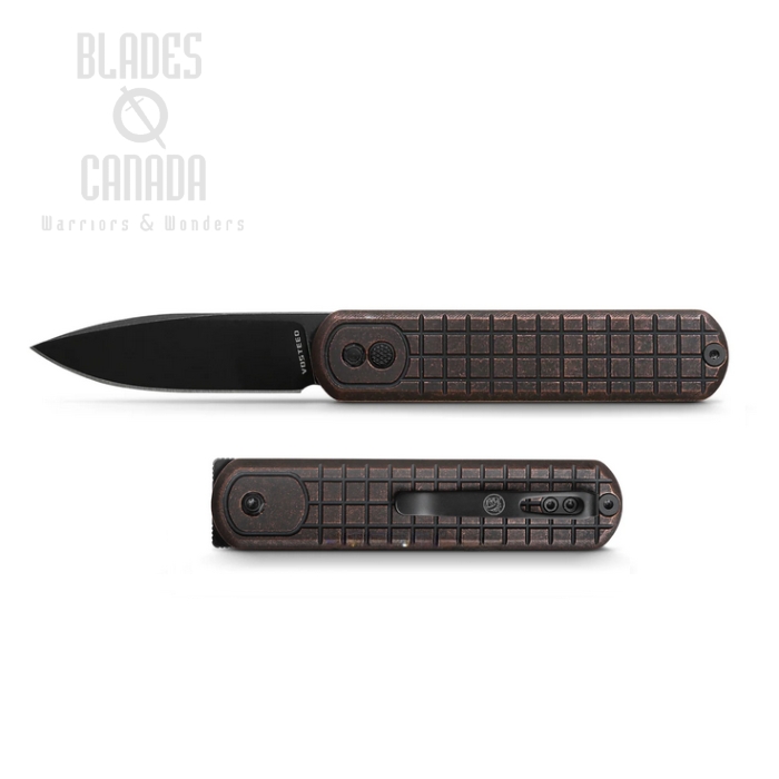 Vosteed Corgi Trek Lock Folding Knife, Nitro-V Black, Copper Handle, CG29NTORF
