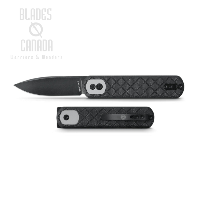 Vosteed Corgi Flipper Button Lock Knife, 14C28N Black, Micarta Black, CG3S05