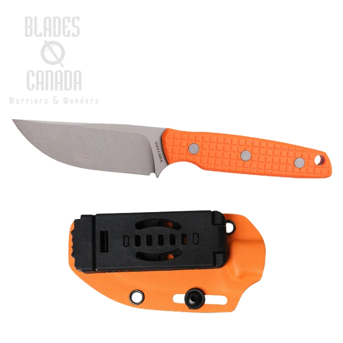 Vosteed Mink Fixed Blade Knife, Nitro-V Bead Blasted SW, G10 Orange, Kydex Sheath, D0105