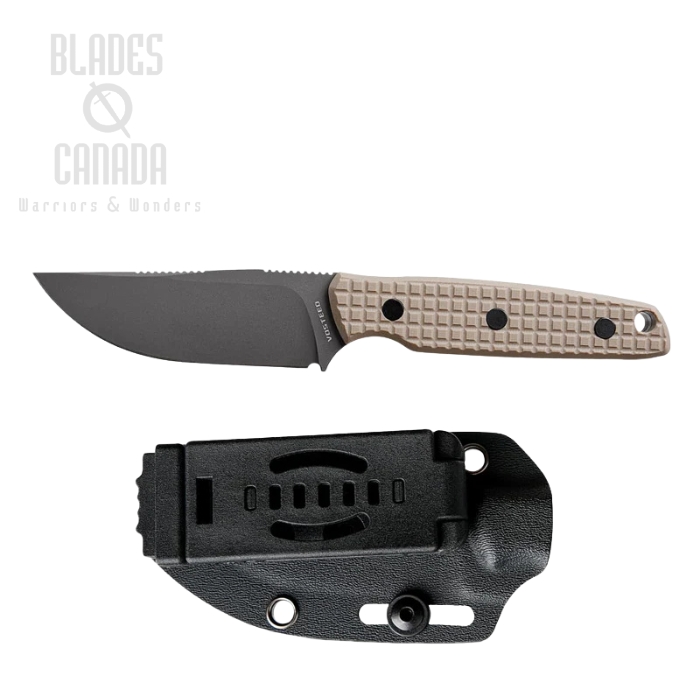 Vosteed Mink Fixed Blade Knife, 14C28N Gray, G10 Sand, Kydex Sheath, D0107