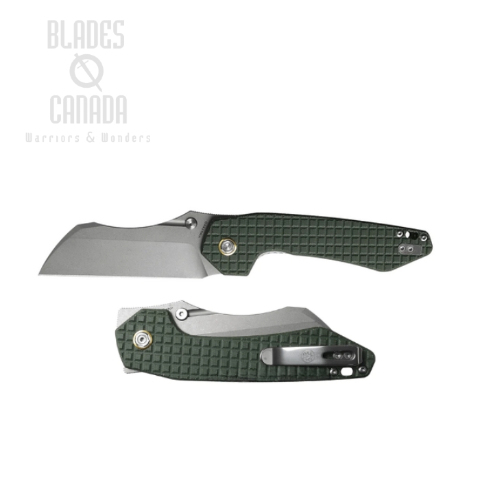Vosteed Gator Flipper Folding Knife, 14C28N SW Wharncliffe, Micarta Green, GT37VWMN2