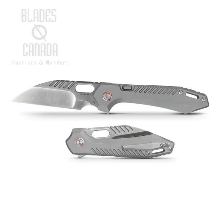 Vosteed RSKAOS Flipper Folding Knife, M390 Wharncliffe Satin, Titanium, MHET2
