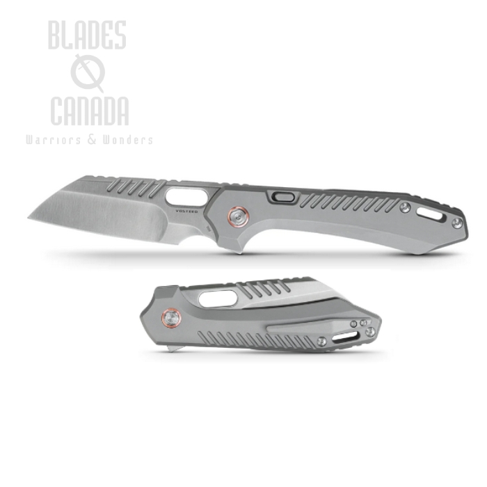 Vosteed RSKAOS Flipper Folding Knife, M390 Sheepsfoot Satin, Titanium, MHET4