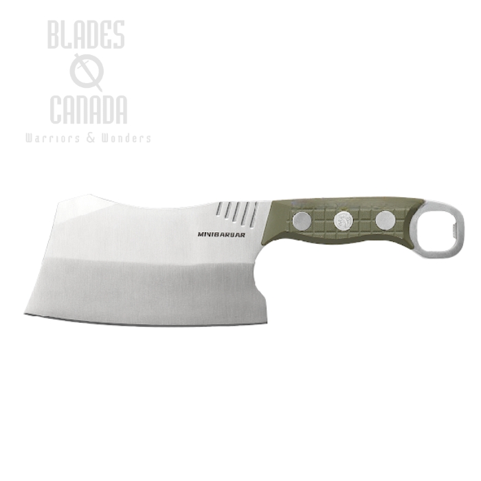 Vosteed Minibarbar Fixed Blade Cleaver Knife, 6" Satin Blade, G10 Green, MINIB67N