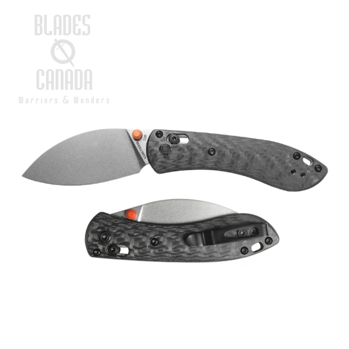 Vosteed Mini Nightshade Folding Knife, S35VN Stonewash, Carbon Fiber, MNNS26STCK