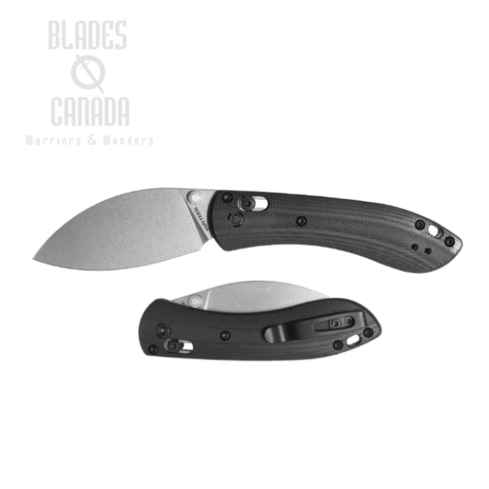 Vosteed Mini Nightshade CB Folding Knife, 14C28N Stonewash, G10 Black, MNNS26VWGk
