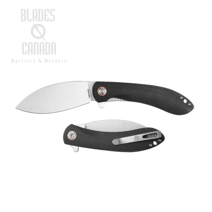 Vosteed Nightshade LT Flipper Folding Knife, Nitro-V Stonewash, Micarta Black, NS32NTMK