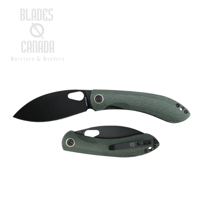 Vosteed Nightshade TH Folding Knife, Nitro-V Black SW, Micarta Green, NSTH32NPMN