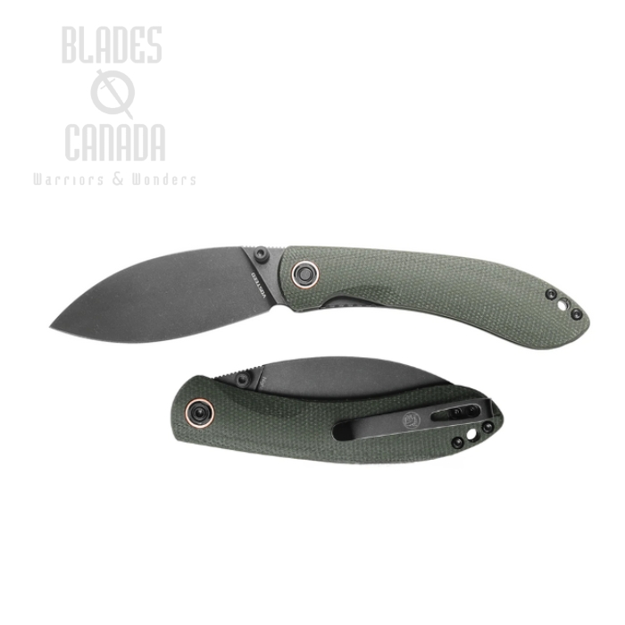 Vosteed Nightshade TS Folding Knife, Nitro-V Black SW, Micarta Green, NSTS32NPMN