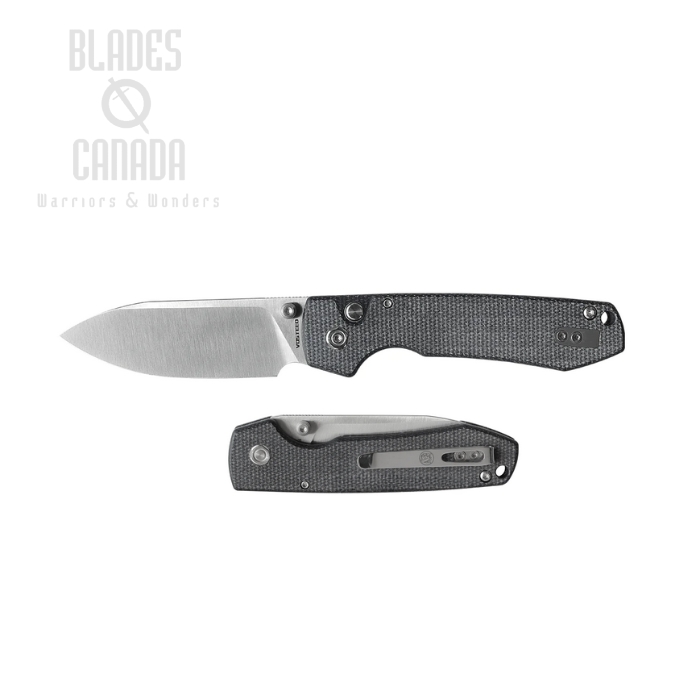 Vosteed Raccoon Folding Knife, 14C28N Satin, Micarta Black, RC3SVM2