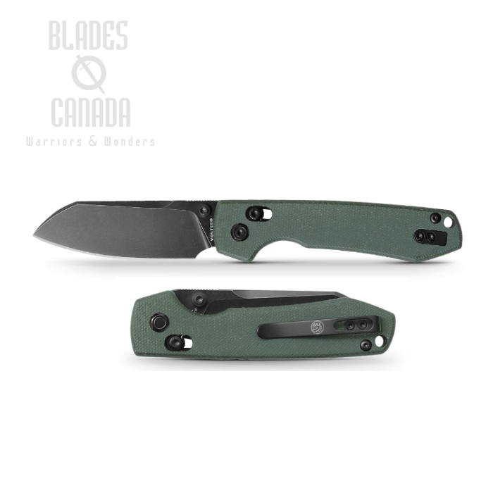 Vosteed Raccoon CB Folding Knife, 14C28N Black SW, Micarta Green, RCC32VPM5