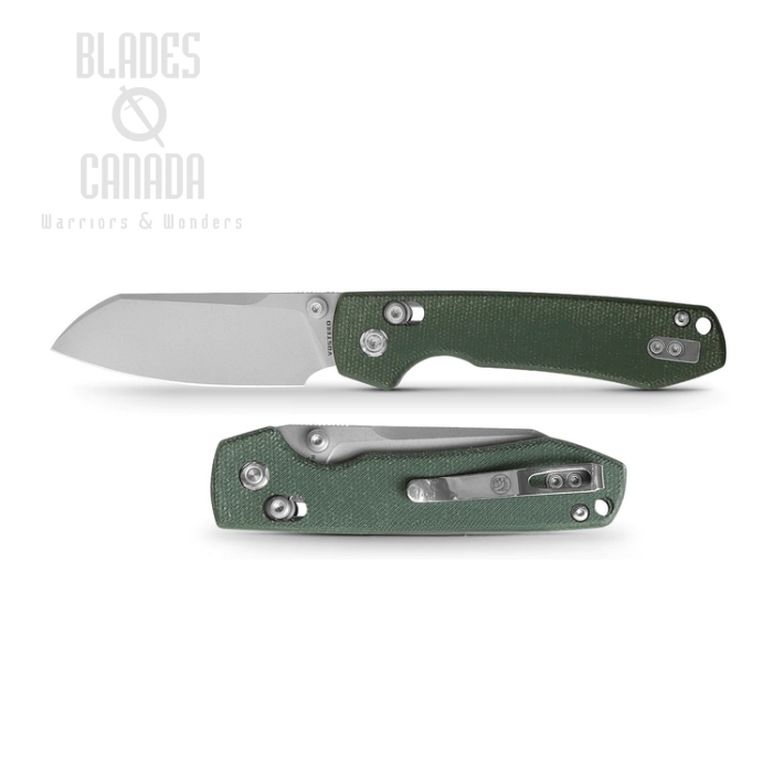 Vosteed Raccoon CB Folding Knife, 14C28N SW, Micarta Green, RCC32VWM4