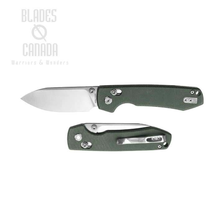 Vosteed Raccoon Folding Knife, 14C28N Satin, Micarta Green, RCCB32VTMN