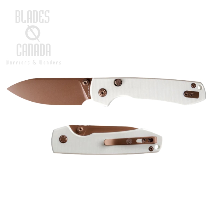 Vosteed Raccoon Folding Knife, 14C28N Copper Dune, G10 White, A2913