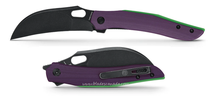 Vosteed Griffin Flipper Folding Knife, 14C28N Black, G10 Purple, A1103