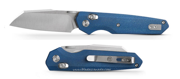Vosteed Talarurus Cossbar Lock Folding Knife, 14C28N Satin, Micarta Blue, A2704