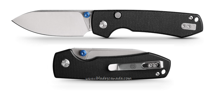 Vosteed Raccoon Button Lock Folding Knife, 14C28N, Micarta Black, A2903