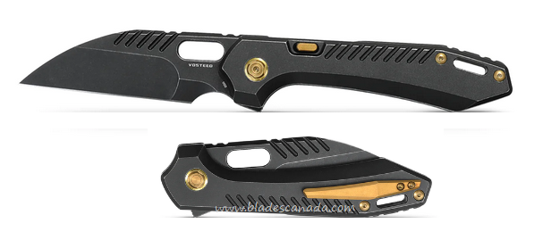 Vosteed RSKAOS Flipper Folding Knife, M390 Wharncliffe Black, Titanium Black, MHET1