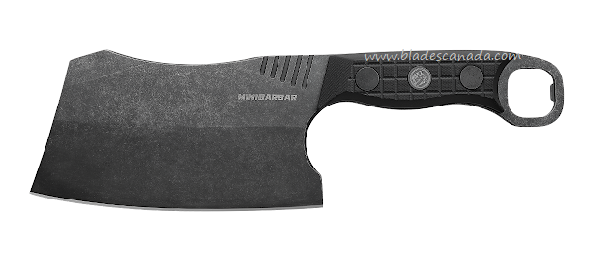 Vosteed Minibarbar Fixed Blade Cleaver Knife, 6" Black Stonewash, G10 Black, MINIB67K