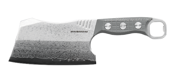Vosteed Minibarbar Fixed Blade Cleaver Knife, 6" Damascus, G10 Gray, MINIB6DH
