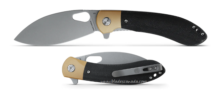 Vosteed Nightshade Flipper Folding Knife, Elmax SW, Micarta Black w/Brass Bolster, NSK002