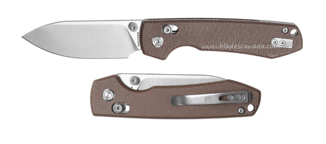 Vosteed Raccoon CB Folding Knife, 14C28N Satin, Micarta Brown, RCCB32VTMZ