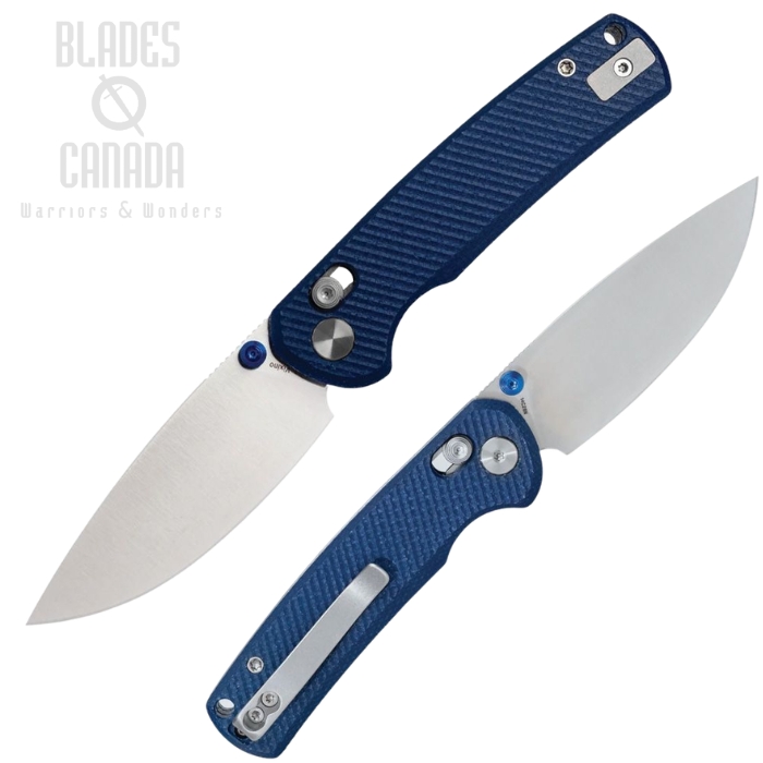 (image for) Vixino Rockshark Folding Knife, 14C28N Satin, Micarta Blue Textured, VX501M1