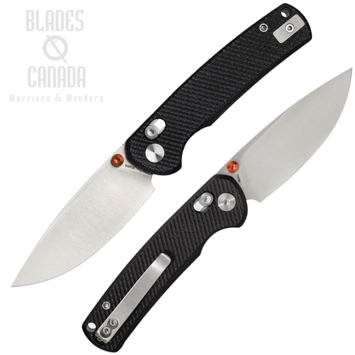 (image for) Vixino Rockshark Crossbar Lock Folding Knife, 14C28N Satin, Micarta Black Textured, VX501M3