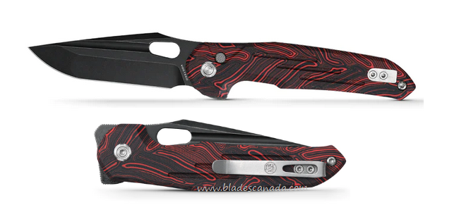 Vosteed Thunderbird Folding Button Lock Knife, M390 Black, G10 Red/Black, A0307