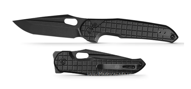 Vosteed Thunderbird Folding Button Lock Knife, M390 Elmax Black, Titanium Black, A0312