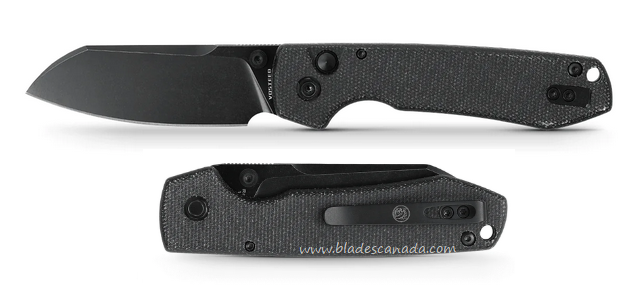 Vosteed Raccoon Button Lock Folding Knife, 14C28N Black, Micarta Black, RC32VPMCK