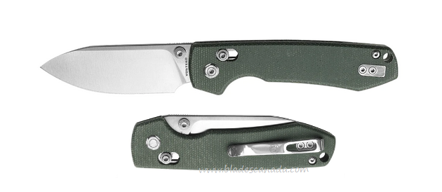 Vosteed Raccoon Folding Knife, 14C28N Satin, Micarta Green, RCCB32VTMN