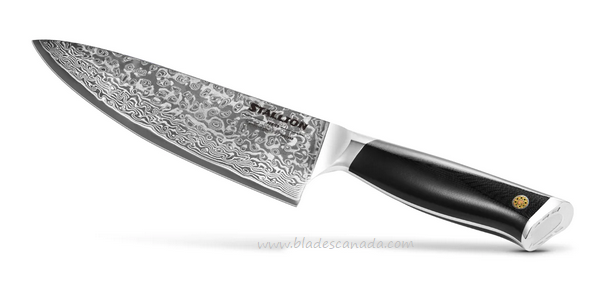 Vosteed Stallion Chef's Knife, Damascus 8", G10 Black, SLD001