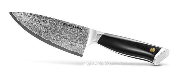 Vosteed Stallion Chef's Knife, Damascus 6.5", G10 Black, SLD002