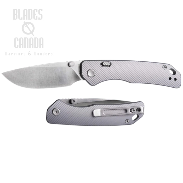 Vosteed Marten Top Liner Lock Folding Knife, 154CM Satin, Aluminum Gray, A1601