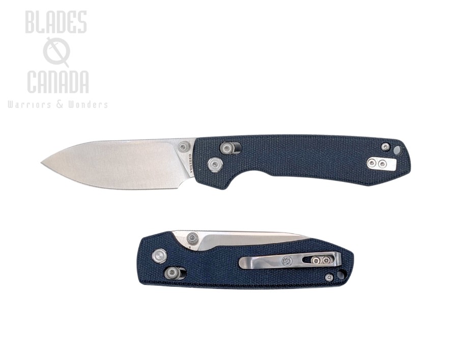 Vosteed Raccoon Folding Knife, 14C28N, Micarta Blue, RCCB32VTML