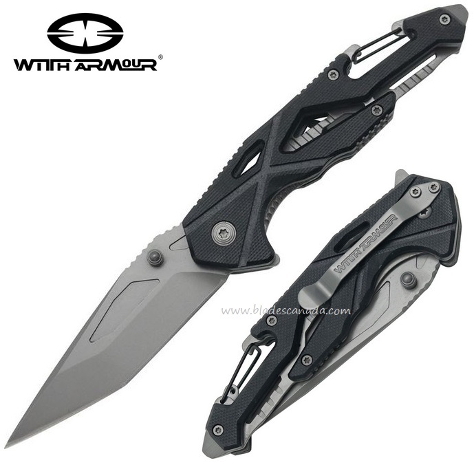 WithArmour Spider Flipper Folding Knife, 440C, G10 Black, WAR043BK