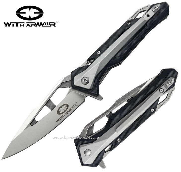 WithArmour Fin Flipper Folding Knife, D2 Steel, G10/Stainless, WAR066BK
