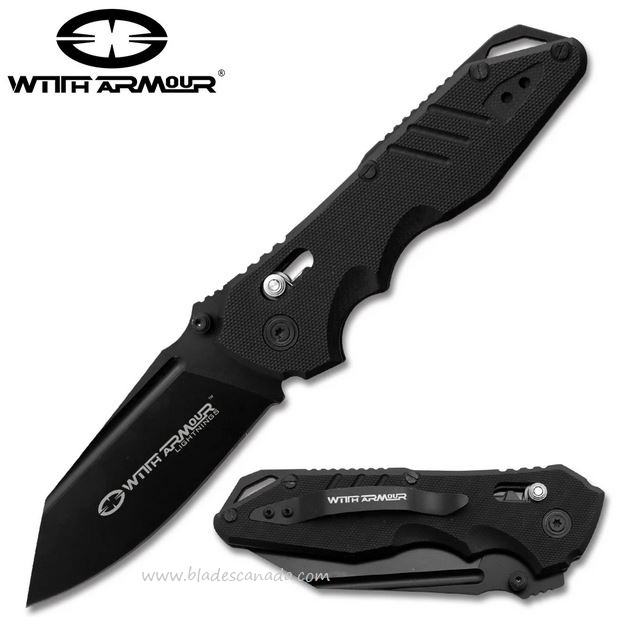 WithArmour Asopus Folding Knife, 440C Black, G10 Black, WAR080BK