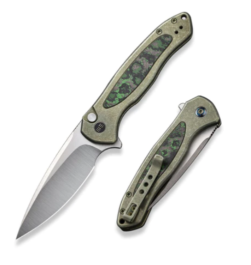 WE Knife Kitefin Flipper Button Lock Knife, Ltd Edition, CPM 20CV, Titanium/Carbon Fiber Jungle, WE19002N-2